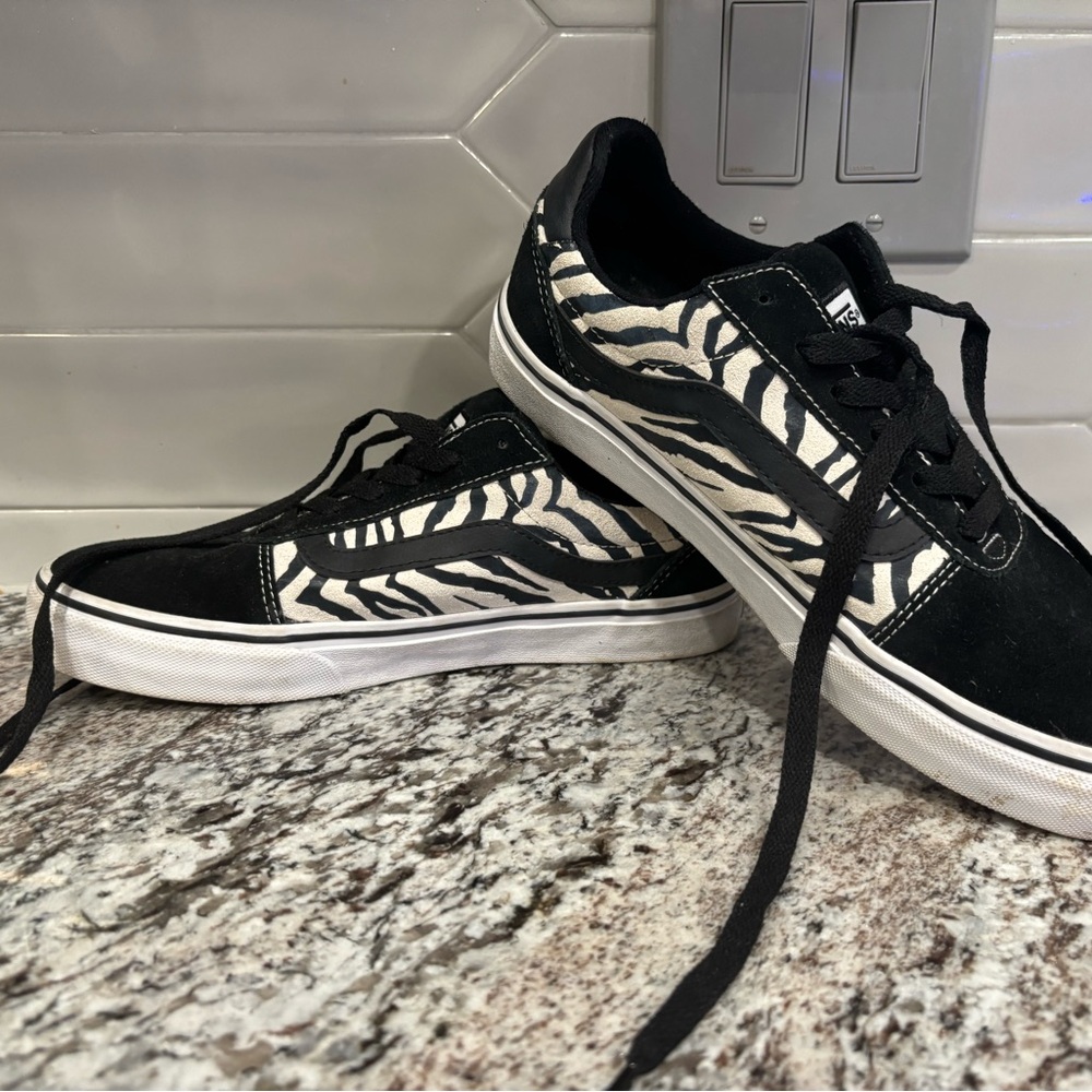 Vans Black and White Zebra Print Sneakers